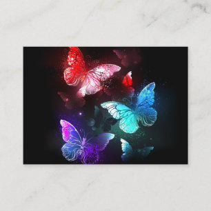 Tre Glowing Butterflies på nattbakgrund Lojalitetskort