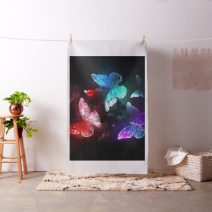 Tre Glowing Butterflies på nattbakgrund Tyg