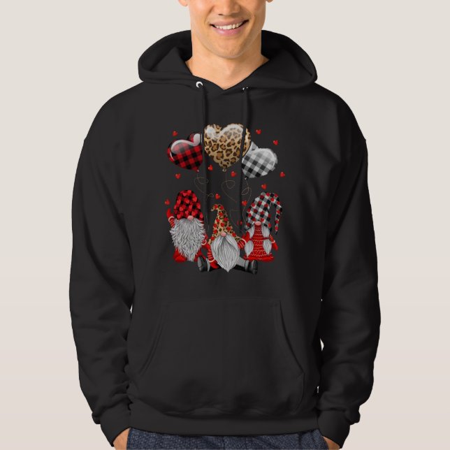 Tre Gnomes Balloon Hearts Buffalo Play Leopard Hoodie (Framsida)