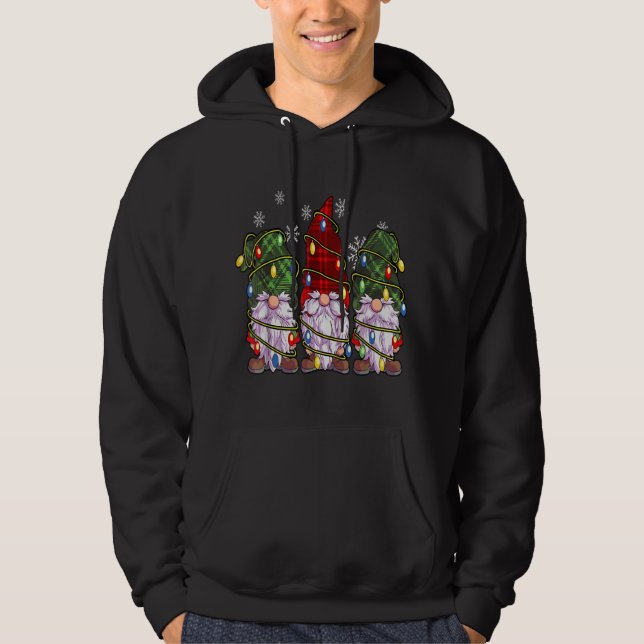 Tre Gnomes Buffalo Play Red jul Hoodie (Framsida)