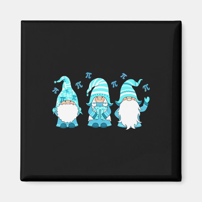 Tre Gnomes Cute Lycklig Pi Day Math Number Älskare Magnet (Framsidan)