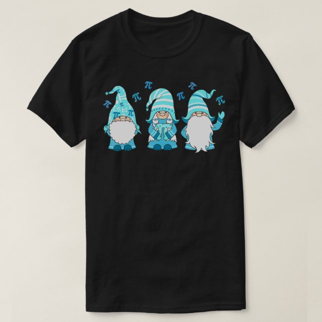 Tre Gnomes Cute Lycklig Pi Day Math Number Älskare T Shirt (Design framsida)