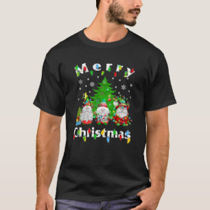 Tre Gnomes God jul Light Träd Gnome Fami T Shirt