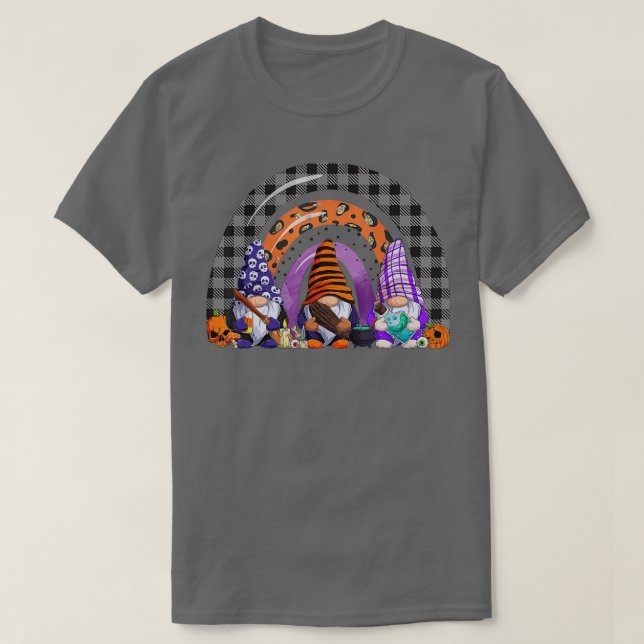 Tre Gnomes Halloween Costume Fall Pumpkin Rainbo T Shirt (Design framsida)