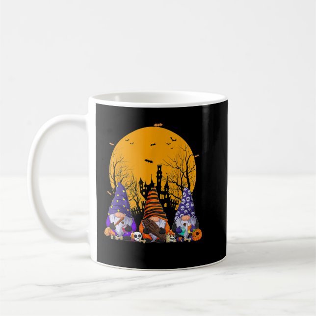 Tre Gnomes Happy halloween Fall Candy corn Pumpk Kaffemugg (Vänster)