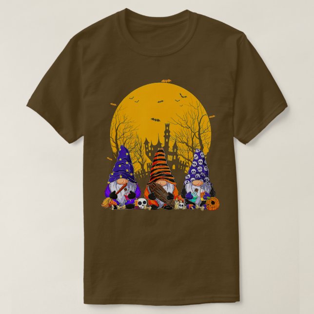 Tre Gnomes Happy halloween Fall Candy corn Pumpk T Shirt (Design framsida)