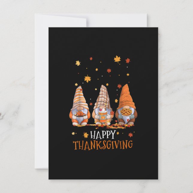 Tre Gnomes Happy thanksgiving Autumn Fall Pumpki Inbjudningar (Framsida)