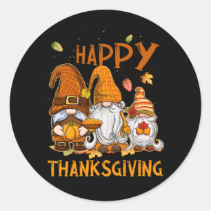 Tre Gnomes Happy thanksgiving Autumn Fall Pumpki Runt Klistermärke