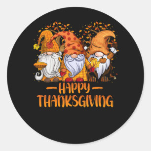 Tre Gnomes Happy thanksgiving Autumn Fall Pumpki Runt Klistermärke