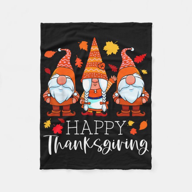 Tre Gnomes Happy thanksgiving Gnomes Fall Gnome Fleecefilt (Framsidan)
