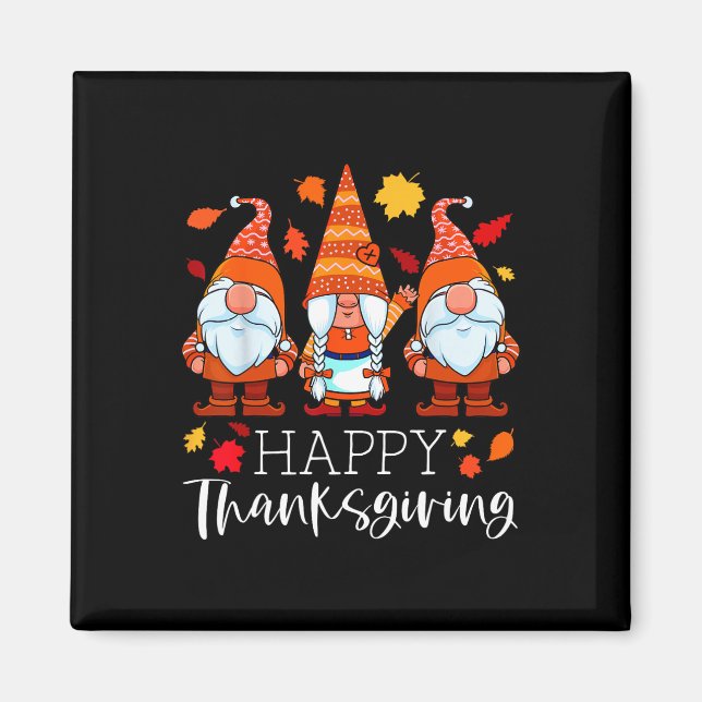 Tre Gnomes Happy thanksgiving Gnomes Fall Gnome Magnet (Framsidan)