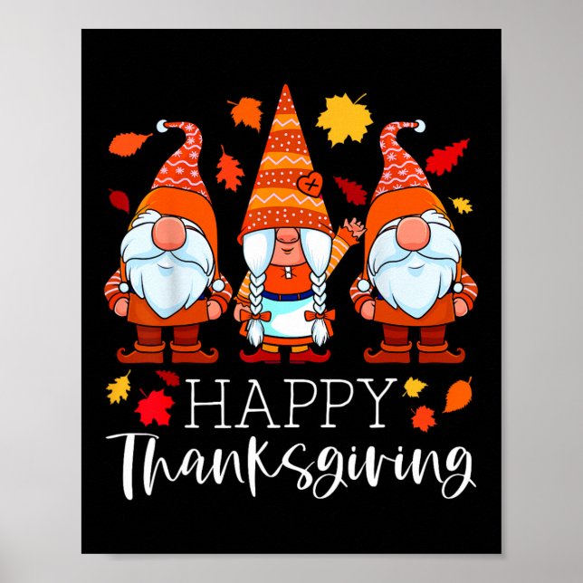 Tre Gnomes Happy thanksgiving Gnomes Fall Gnome Poster (Framsidan)