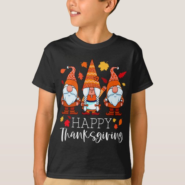 Tre Gnomes Happy thanksgiving Gnomes Fall Gnome T Shirt (Framsida)