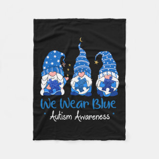 Tre Gnomes Holding Blue Puzzle Autism Awareness Fleecefilt