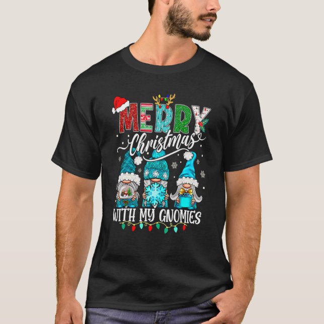 Tre Gnomes Holding God jul Leopard Play T Shirt (Framsida)