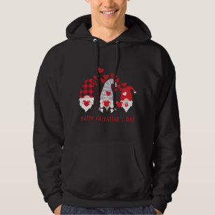Tre Gnomes Holding Heart Red Play Lycklig Valenti Hoodie
