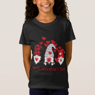 Tre Gnomes Holding Heart Red Play Lycklig Valenti T Shirt
