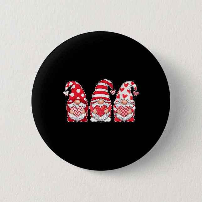 Tre Gnomes Holding Heart Valentines day Women Gi Knapp (Framsida)