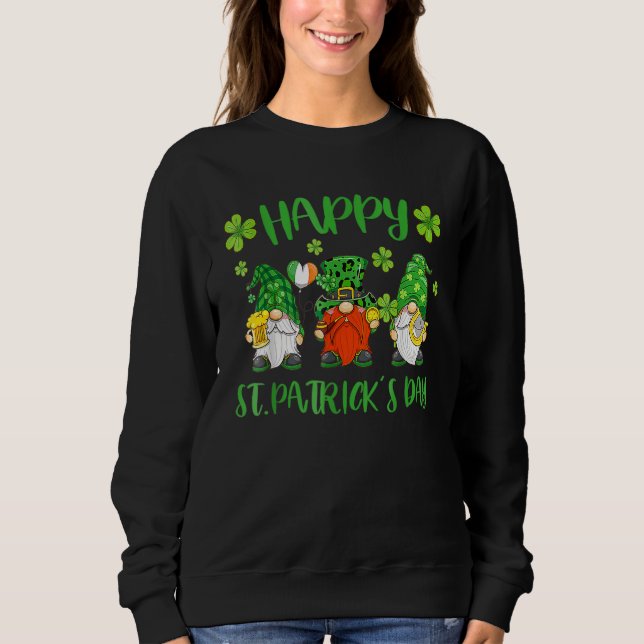 Tre Gnomes Holding Shamrock Leopard Play St Pat T Shirt (Framsida)