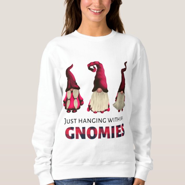 Tre Gnomes just Hanging med min Gnomies Buffalo T Shirt (Framsida)