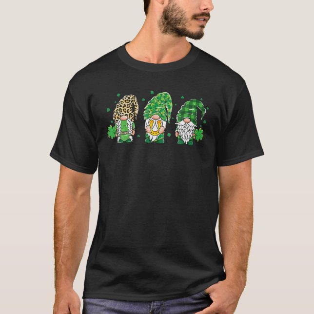 Tre Gnomes Lucky Horseshoe Leopard Play St Patr T Shirt (Framsida)