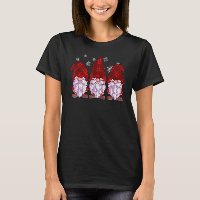 Tre Gnomes Manar Women Red Buffalo Play Christma T Shirt (Framsida)