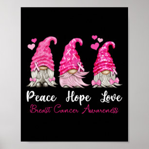Tre Gnomes Peace Hope Kärlek Breast Cancer Awarene Poster