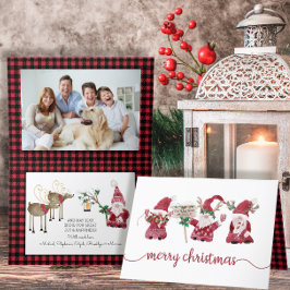 Tre Gnomes Reindeer Watercolor jul Play Helgkort