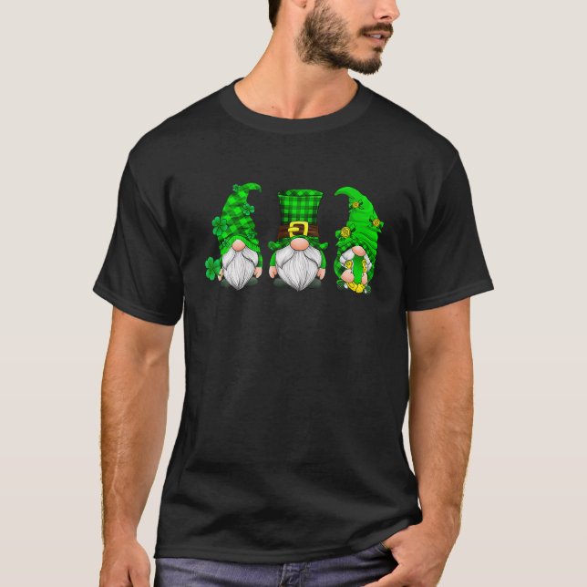 Tre Gnomes Shamrock Leopard Play St Patrick's D T Shirt (Framsida)