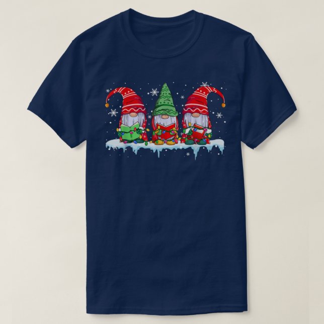 Tre Gnomes som läser Bokar Funny Julafton Ljus Gno T Shirt (Design framsida)