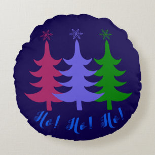 Tre God jul Träd Ho! Ho! Ho! Rund Kudde
