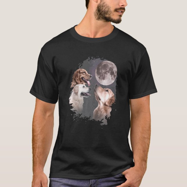 Tre Golden Retriever Måne Varg T Shirt (Framsida)
