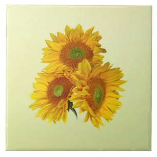 Tre Golden Sunblommor Kakelplatta