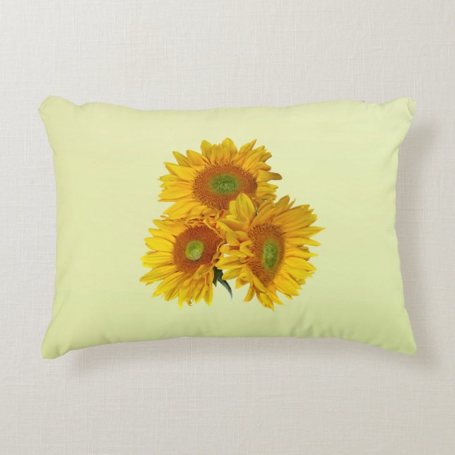 Tre Golden Sunblommor Prydnadskudde (Framsidan)