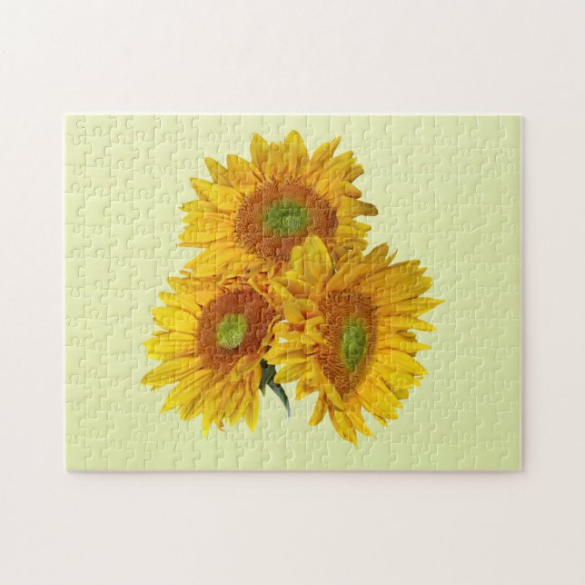 Tre Golden Sunblommor Pussel (Horisontell)