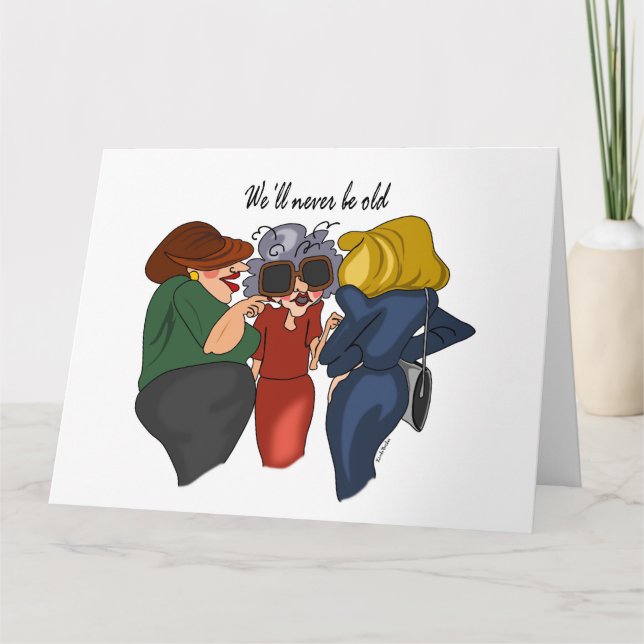 Tre Gossipers Tecknad Birthday Card-Anpassade Kort (Framsida)