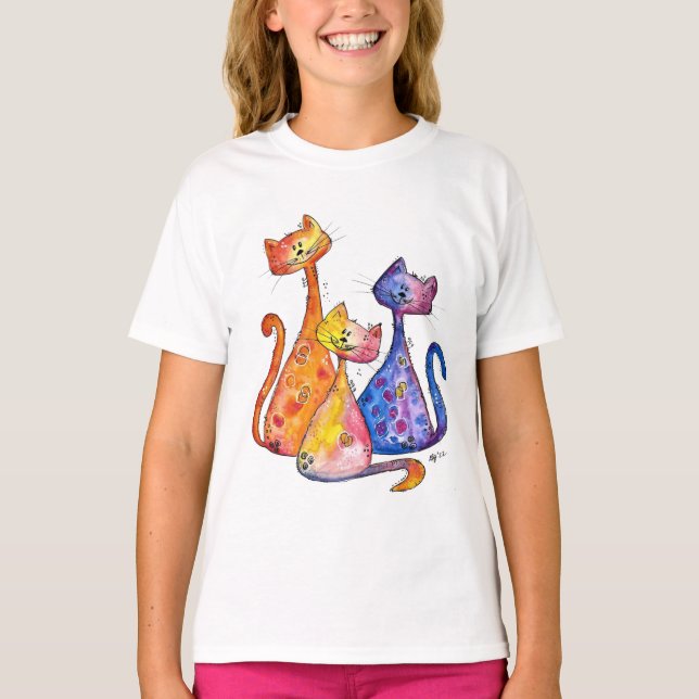 Tre grå katt t shirt (Framsida)