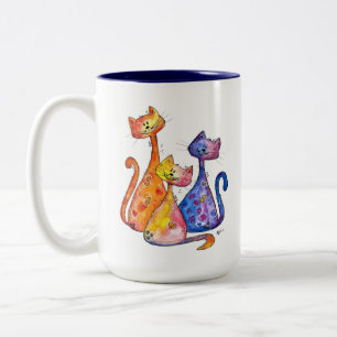 Tre grå katt Två-Tonad mugg