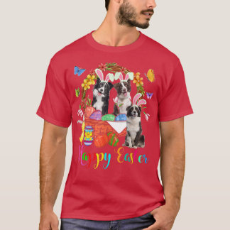 Tre Gräns Collie Hundar i Påskägg Bask T Shirt