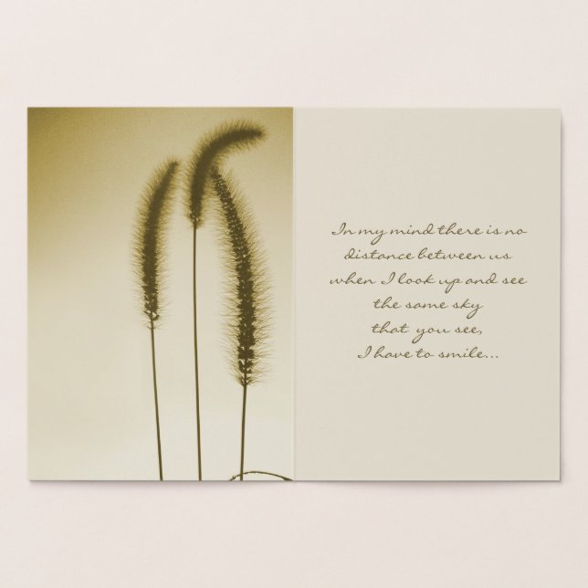 Tre Grass-huvuden Silhouette-tänkande om dig Guld Folierat Kort (Insida)