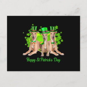 Tre greyhound Hundar Lycklig Stpatricks Day Gift Helg Vykort