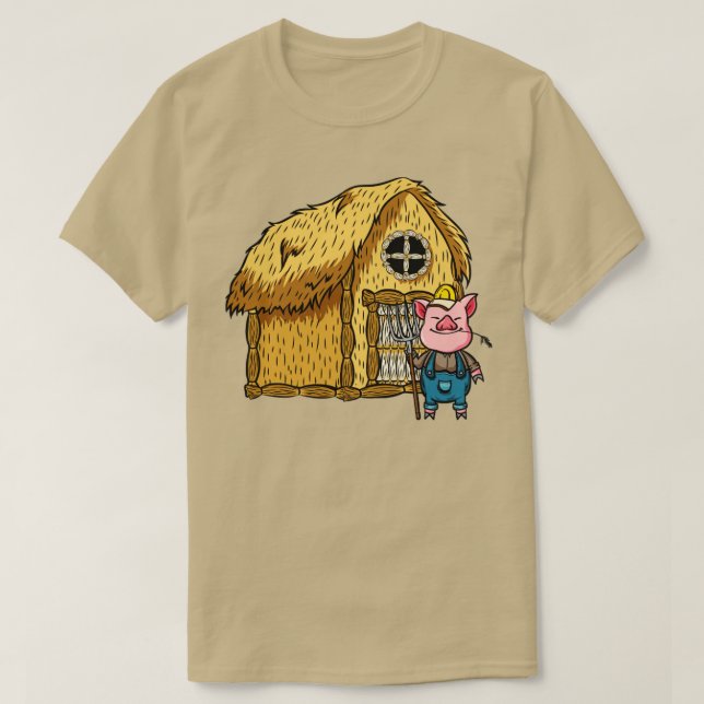 Tre Grisar Straw House Lazy Halloween Costume T Shirt (Design framsida)