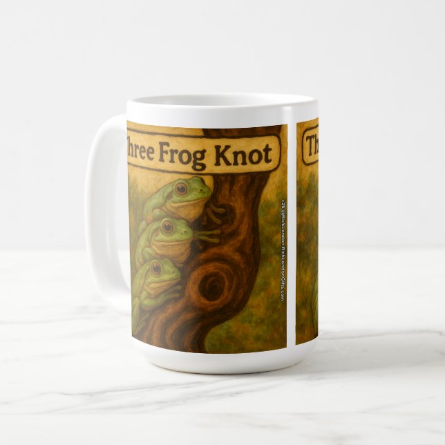 Tre Groda Knut – Whimsisk Groddjurs Ordlek Konst Kaffemugg (Framsida vänster)