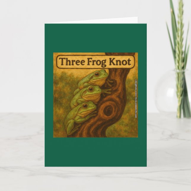 Tre Groda Knut – Whimsisk Groddjurs Ordlek Konst Kort (Framsida)