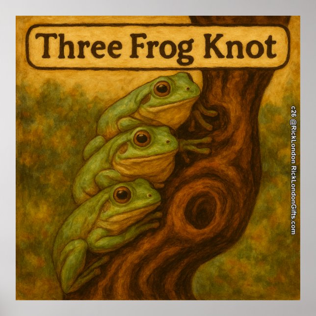 Tre Groda Knut – Whimsisk Groddjurs Ordlek Konst Poster (Framsidan)