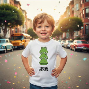 Tre grodor stackar rolig barn t-shirt