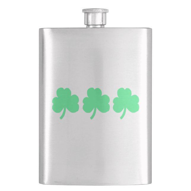 Tre gröna Shamrock Treenighet Fickplunta (Framsidan)
