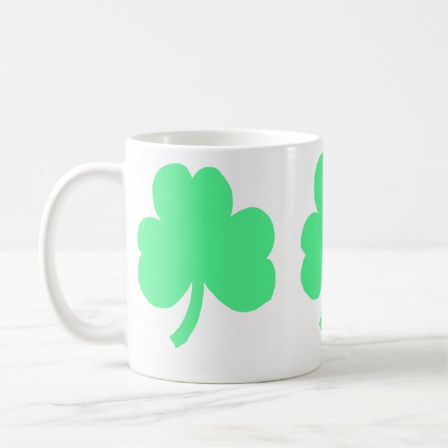 Tre gröna Shamrock Treenighet Kaffemugg (Vänster)