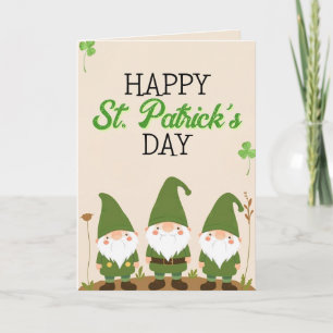 Tre gröna tomtar med shamrocks St. Patrick's Day Kort