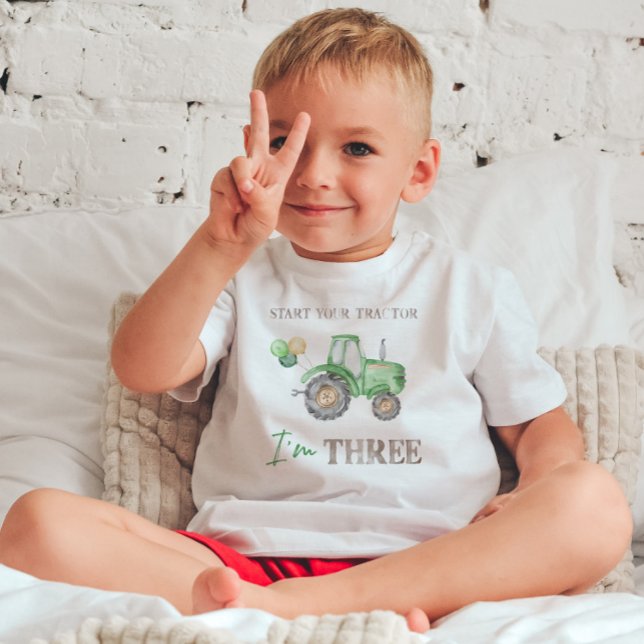 TRE Grönt Tractor Birthday T-Shirt (Skapare uppladdad)